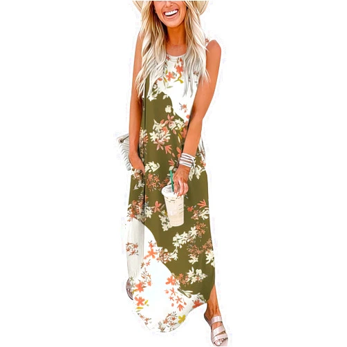 ANRABESS Women Summer Maxi Dress Beach Vacation Sundress Sleeveless Casual Loose Shirt Dresses 2025 Travel Outfits