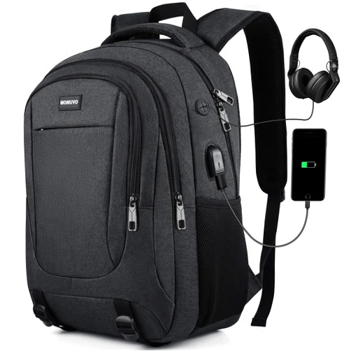 MOMUVO Backpack for Men and Women, School Backpack for Teens Boys, Water Resistant 15.6 inch Laptop Backpack Computer Bag with USB Charging port for Business College Travel