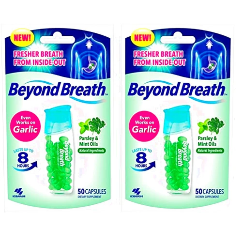 BEYOND BREATH – Breath Freshening Capsules For Fresher Breath From The Inside Out –Works On Garlic And Odors From Other Food - Lasts Up To 8 Hours - 50 Capsules (Pack of 2)