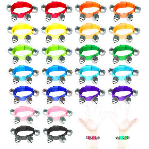 Cmaqpw 24 Pack Wrist Band Jingle Bells,12 colors Wrist Bells Ankle Bells, Adjustable Musical Hand Bells,Rhythm Instrument Percussion Instruments Toy,for Kids,Classroom,Christmas Day,Music Class,Party Favors