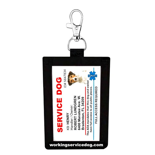 WORKINGSERVICEDOG.COM Nylon ID Badge Holder | Clear on Both Sides | Clip On to Anything | Perfect for Service Dog Identification Card