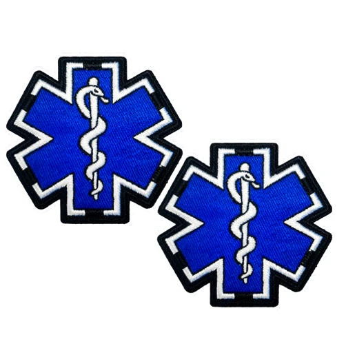 Walitefu EMT Star of Life Patch (2-Pack) Hook & Loop Backing for Vests, Bags & Uniforms Paramedic, First Responder, Medical Pouch Accessory Durable Embroidered Blue Cross Design (Blue 2.75