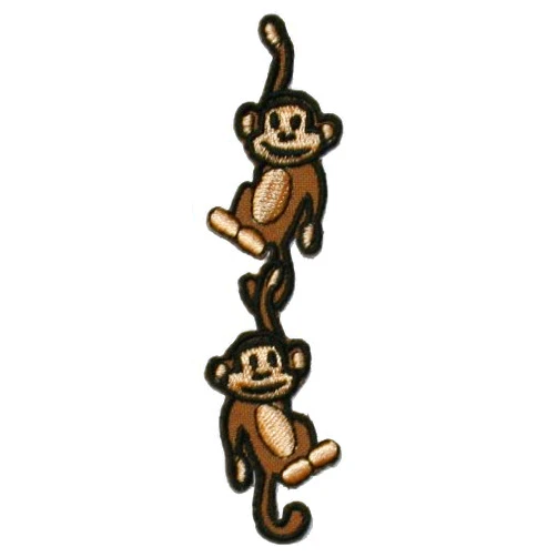 Cool-Patches Cute Hanging Monkey Chain Patch Jungle Zoo Animal Embroidered Iron On Applique