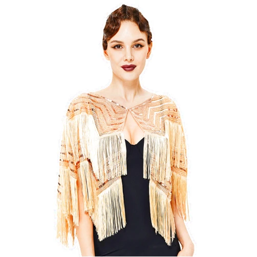 BABEYOND Gatsby Shawl Wrap for 1920s Evening Party Night Cape for Women Bridal Sequin Capelet