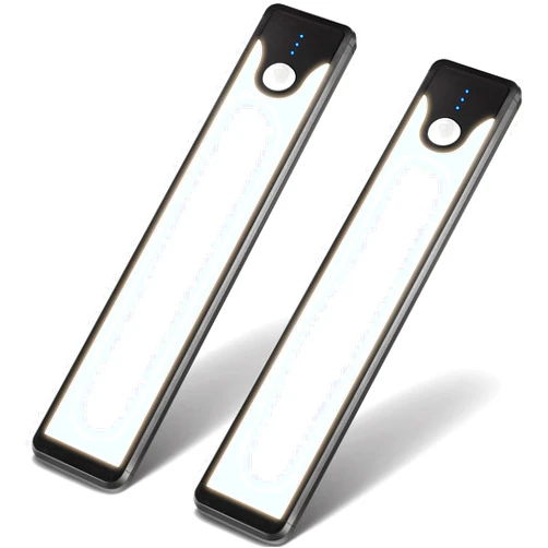 Homelist 60LED Under Cabinet Lights, Wireless Under Cabinet Lighting Motion Sensor Indoor, Rechargeable Battery Operated Closet Light for Kitchen Counter Stair Wardrobe Cupboard 2Pack