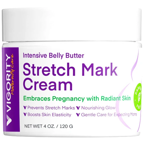 Vigority Stretch Mark Cream for Pregnancy: Stretch Mark Treatment - Belly Butter For Pregnant Women - Massage Lotion To Prevent And Repair Maternity Stretch Marks Scar - 4 Oz