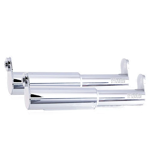 Teravan Extender for Extra Large Toilet Paper, Converts TP Holders to Fit Double Rolls and Triple Rolls, Extended Tabs Fit Most TP Fixtures, Easy to Use, Silver/Chrome, 2 Units