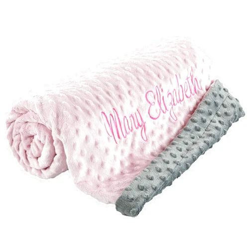 berry bebe Personalized Baby Blanket for Girls and Boys, Ships from USA Custom Baby Blankets, Personalized Gifts with Name, Plush and Cozy Pink Minky Dot, Gifts for Newborn, Newborn Essentials