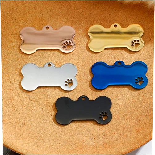 HOME'S FRIEND 5/6 pcs Dog Tags Personalized | Stainless Steel Pet ID Tags | Personalized Silent Tag Engraved for Pets with Cute Custom Designs, for Dogs and Cats (5)