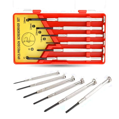 Royalsafe 6PCS Mini Screwdriver Set, Mini Eyeglass Screwdriver Repair Kit, S2 Steel Tiny Precision Screwdriver Kit for Watch, Eyeglass, Sunglasses… (RED)