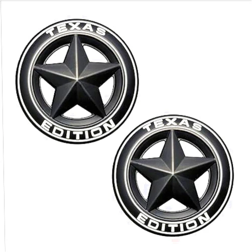 Generic 2 Count Aluminum Alloy 3D Round Black+White Texas Edition Emblem, Lone Star Decal Adhesive Sticker Universal Fit Compatible with Chevrolet Silverado Sierra Car Truck Auto