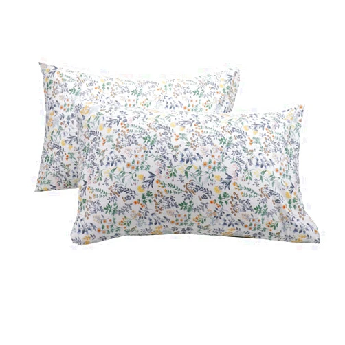 WBYCOTBED White Botanical Cotton Pillowcase Set of 2, Soft Queen Size Pillow Cover with Envelop Closure, 20 x 30 inches
