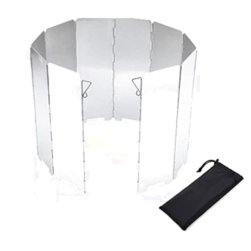 FANBX F Folding Stove Windscreen - 10 Panels Wind Shield Aluminium Alloy Windshield Camp Stove Wind Screen for Stove in Camping, Hiking, Backpacking, Picnicking or in Backyard (Silver)