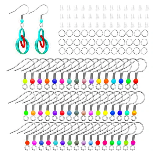 Ximalun 900Pcs Earring Hooks for Jewelry Making Hypoallergenic Earring Hooks Earring Findings Stainless Steel Ear Wires Fish Hook Earrings with Jump Rings and Earring Backs for DIY Earring Making Supplies Kit