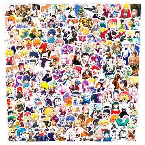 SigyoJeom 640Pcs Anime Stickers Mixed Pack, Vinyl Waterproof Anime Stickers for Water Bottles Skateboard Laptop Guitar Luggage Cars 16 Classic Anime Theme Stickers for Adults Teens Kids