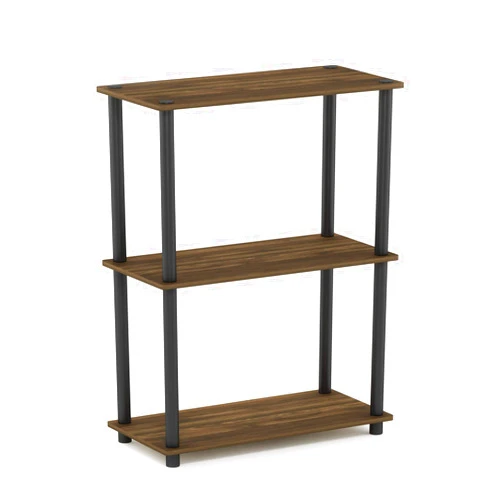 Furinno Turn-N-Tube 3-Tier Compact Multipurpose Shelf Display Rack, Columbia Walnut/Black