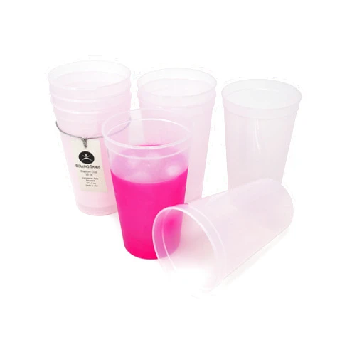 Rolling Sands 22 Oz Reusable Plastic Stadium Cups, 8 Pack, Made in USA, BPA-Free Dishwasher Safe Color Changing Tumblers, Frost to Magenta