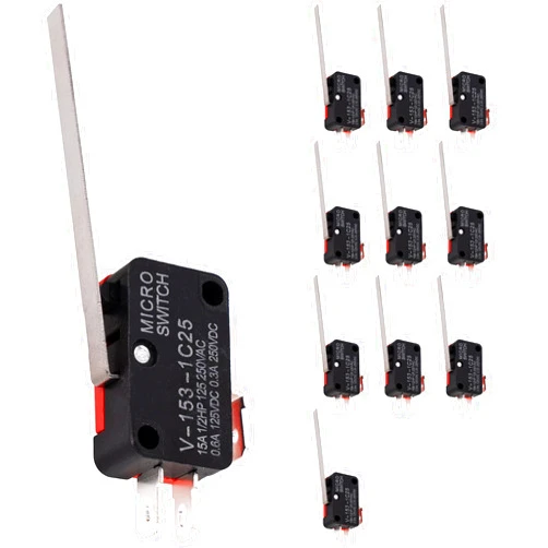 BlueStars Pack of 10 V-153-1C25 Micro Limit Switch Blade Momentary 250VAC/125VDC 15A Perfect for Arduino, Appliance and General Electrical Equipment Supplies