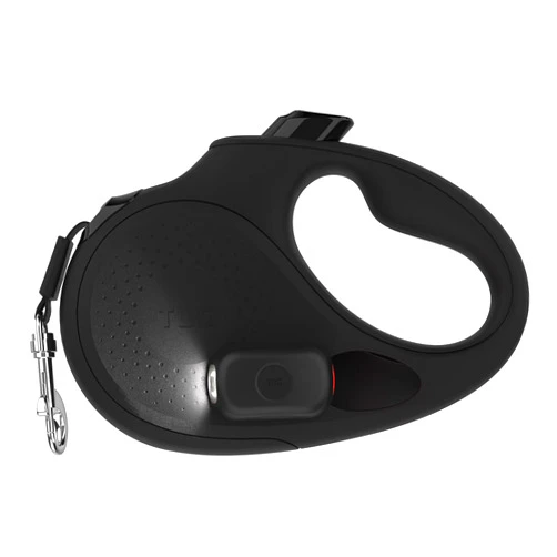 TUG Oval 360° Tangle-Free Retractable Dog Leash | Flashlight Included | Integrated Waste Bag Dispenser Pocket (Large, Black)