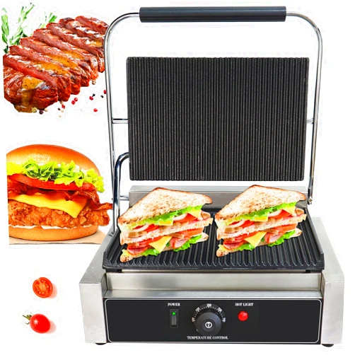 Generic Mvckyi Commercial Panini Press Sandwich Maker, Electric Griddle Sandwich Press, Commercial Panini Press Machine Panini Griddle, Non Stick, Temperature Control, for Restaurant, Snack Bar 2200W