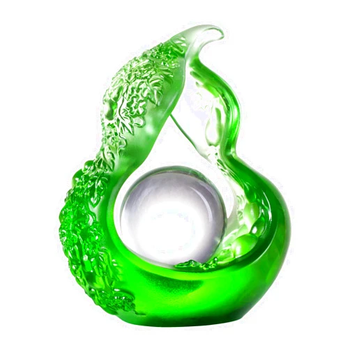 LIULI Crystal Art, Crystal Feng Shui Decor, As The Good World Turns (HULU - Spring Green)