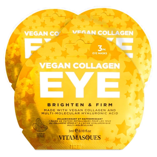 Vitamasques Under Eye Patches 3-Pack - Firming & Brightening - Anti Aging Collagen Skin Care Reduce Fine Lines, Puffiness, Wrinkles & Dark Circles - Hyaluronic Acid - Vegan & Cruelty-Free