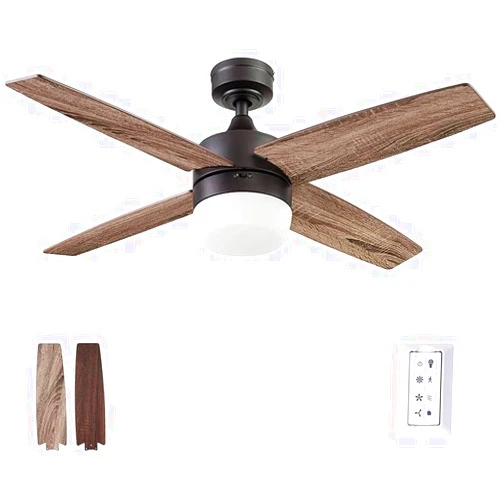 Prominence Home Atlas, 44 Inch Modern Indoor LED Ceiling Fan with Light and Remote Control, Dual Mounting Options, Dual Finish Blades, Reversible Motor - 51471-01 (Espresso)