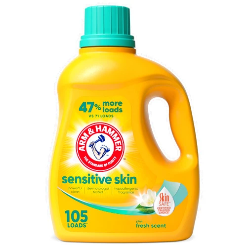 Arm & Hammer Sensitive Skin Plus Fresh Scent, 105 Loads Liquid Laundry Detergent, 105 Fl oz