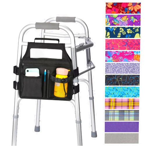supregear Side Walker Bag, Walker Accessories Bag w/Cup Holder, Folding Walker Basket Waterproof Walker Organizer Caddy Pouch for Most Walker with Side Bar for Seniors, Elderly, Double Sided