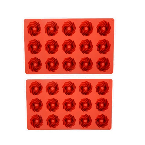 Rulbelok 2 PCS 15 Cavities Silicone Spiral-shaped Chocolate Mold Moulds Baking Cake Accessories Utensils Decorations Silicone Chocolate Molds Shapes