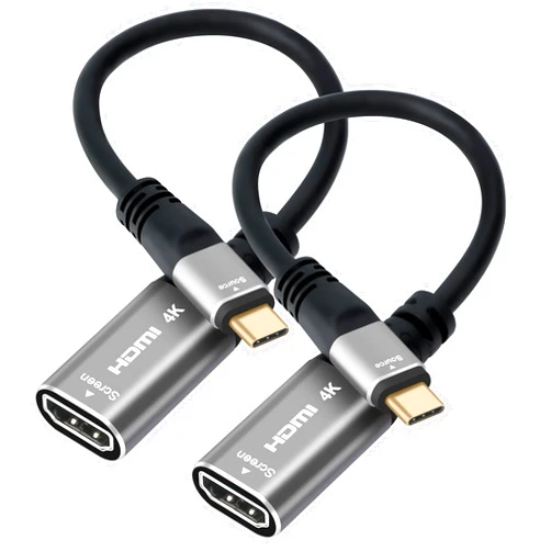 Purcopper 4K USB C to HDMI Adapter 2 Pack, Type-C Male (Source) to HDMI Female (Screen) Converter Connector [Thunderbolt 3/4 Compatible],for iPhone16 Series, MacBook Pro, Air, iPad Pro, Galaxy 24-0.6 Feet