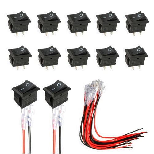 HUAREW Mini Rocker Switch T85 KCD1-101 2 Pin SPST Toggle Switch with Wiring Black (10 pcs)