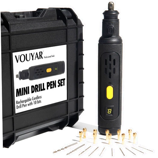 Vouyar 5-Speed Cordless Mini Drill Pen With 10 Small Drill Bits,8V Rotary Tool,Rechargeable Electric Hand Drill Pin Vise,Micro Resin Drill Set For Jewelry Making,Resin,Plastic,Wood,Keychains DIY