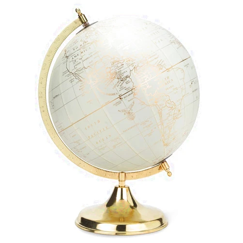 212 Main Abbott Collections 12 in. Globe on Stand Ivory & Gold - Large
