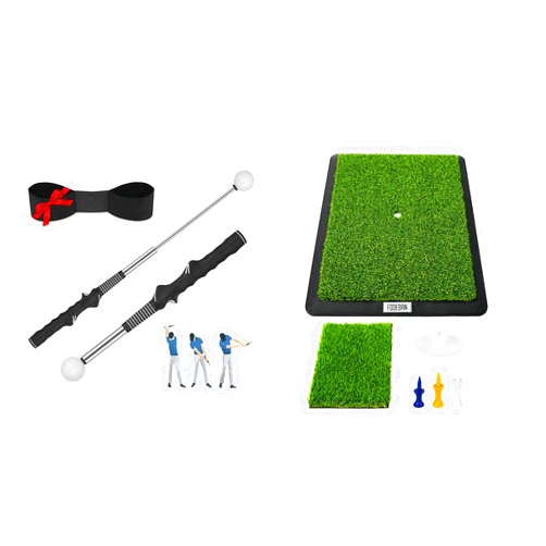 FODESAN Golf Swing Trainer & Practice Mat Bundle – Improve Grip, Accuracy, & Swing Consistency – Portable Golf Training Set for All Skill Levels – Perfect Golf Gift for Men & Women