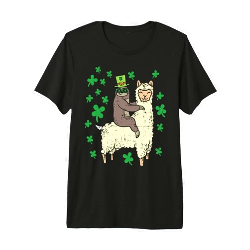 BoredKoalas St Patricks Day Irish Shamrock Shirt Funny Irish Sloth Llama Shirt St Patricks Day Animal Gift Premium Tri-Blend T-Shirt