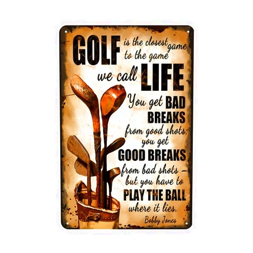 YOYI ART Golf Life Metal Tin Sign - Retro Wall Art Vintage Decor Poster Wall Decorations for Golf Pub, Man Cave, Sports Golfer, Bedroom Wall Decor Art, Gifts for Men Golf Lover, 8 x12 inch