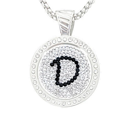NAVIKA Black Initial D Micro Pave Crystal Golf Ball Marker + Chameleon Magnetic Necklace with Austrian Crystals | Golfing Accessory | Gift for Women Golfers