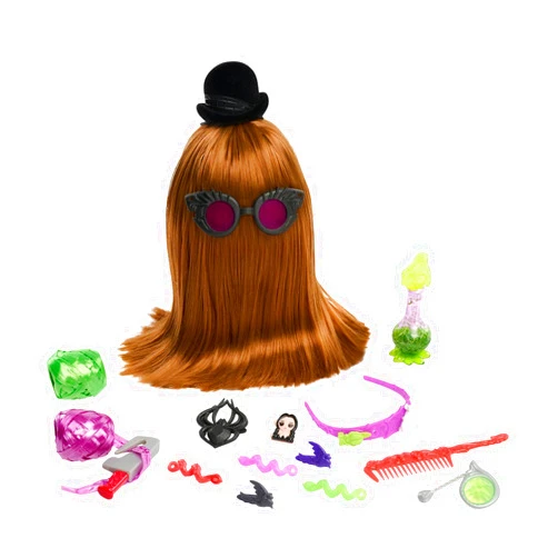 Just Play Wednesday Ignatius Itt 10-inch Styling Head, 20-Pieces, Brown Hair, Pretend Play, Kids Toys for Ages 4 Up by Just Play