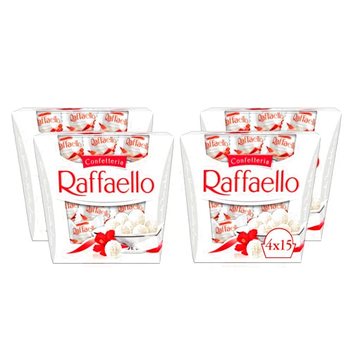 Raffaello, 15 Count, 4 Pack, Premium White Almond, Cream and Coconut, 5.3 oz Each