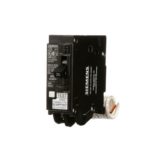 SIEMENS QF120A Gfci Circuit Breaker, Plug In, Self Testing, 20 Amp, 1-Pole, 120 Volt