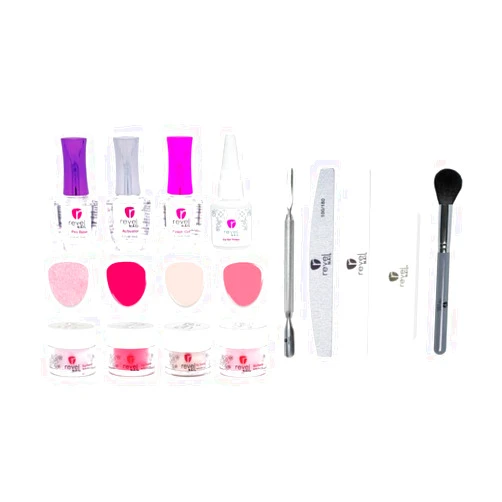 Revel Nail Dip Powder Starter Kit with Dip Powder Liquids & Tool Set, Pretty in Pink