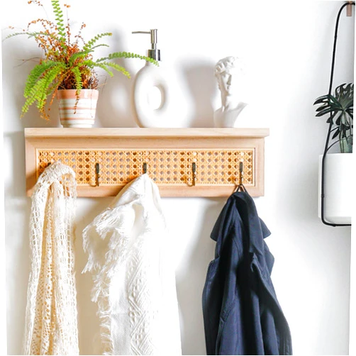 DIF DECO Coat Rack Wall Mount with Shelf,Entryway Coat Hanger with 5 Hooks for Hanging Coats Keys Hats Towels Bags,for Kitchen, Bedroom, Bathroom
