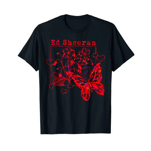 Ed Sheeran Red Wild Hearts and Butterflies T-Shirt
