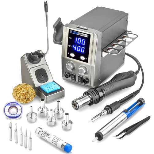 X-Tronic 6040-PRO-X • Platinum Series • 700 Watt • Hot Air Rework Soldering Iron Station • Digital Temp Controls, C/F Func, 0-30 Min Sleep, Auto Cool Down, Mute/Unmute Sound & Patented Nozzle Holder!