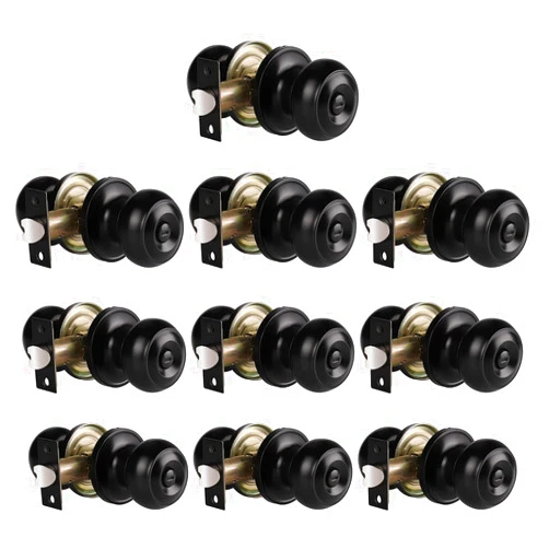 Gobrico Black Matte Privacy Door Knobs for Bedroom/Bathroom/Interior Doors, Thumb Turn Locking Inside for Privacy Use, No Key, 10Pack, Flat Ball Shape