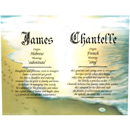 Custom FOOTPRINTS 2 - Personalized ANY First Name Meaning Keepsake Print 8.5'' x 11'' | Artwork Home Decor Kids Room Landscape Beach, Brown
