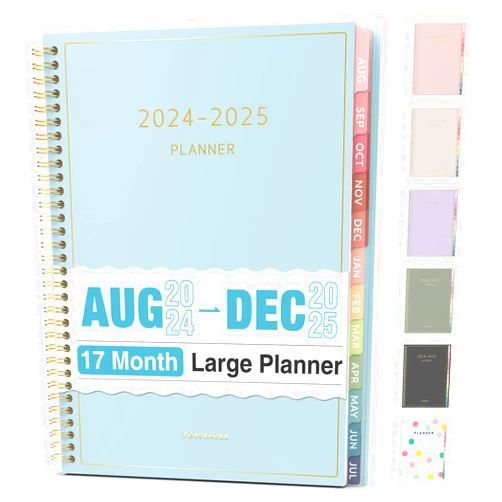 Forvencer 17 Months Academic Planner 2024-2025 Daily Weekly and Monthly, Aug 2024 - Dec 2025, Monthly Planner with Waterproof Cover, Agenda Book Planners with Colorful Tabs, School College Teacher Planner 2024-2025, A4 (8.5