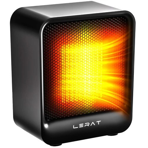 Lerat Space Heater, Portable Mini Heater for Indoor Use, 500W Fast Heating Small Desk Heater with Overheating & Tip-Over Protection, Lightweight Electric Heaters for Office, Home, Camping (Black)