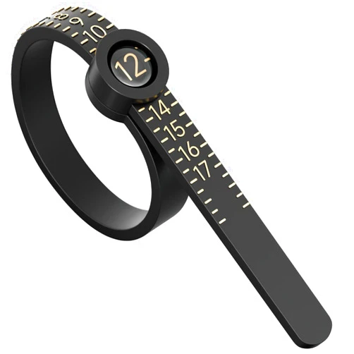 REIDEA Ring Sizer 1-17 REIDEA Measuring Tool with Magnified Glass, Reusable Finger Size Gauge Jewelry Sizing Tool USA Rings Size (Black Sizer Gold Scale)